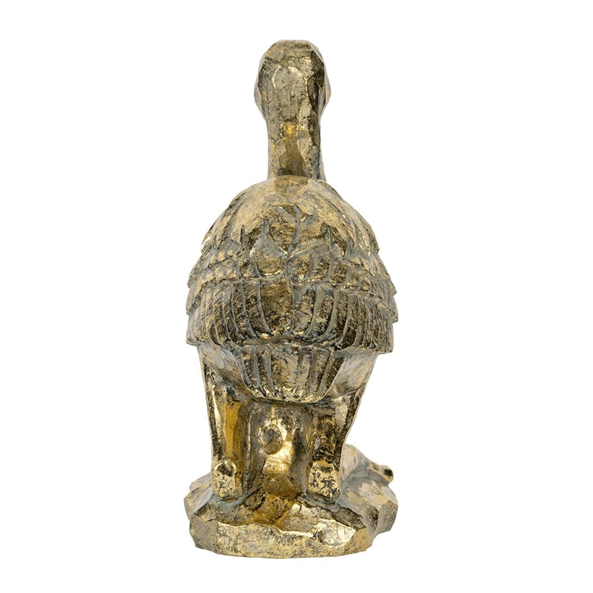 Antique Gold Kneeling Crane Figurine