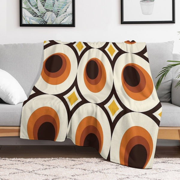 1970s Orange Mid-Century Modern Circle 1 Premium Throw Blanket