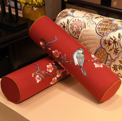 Traditional Chinese Jacquard Cylinder Bolster Pillow