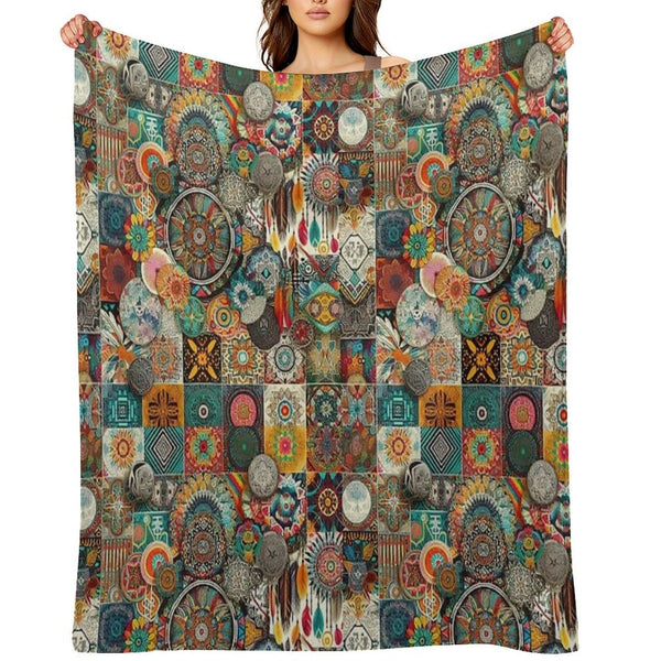 Fabric Pattern Multi-functional Throw Blanket