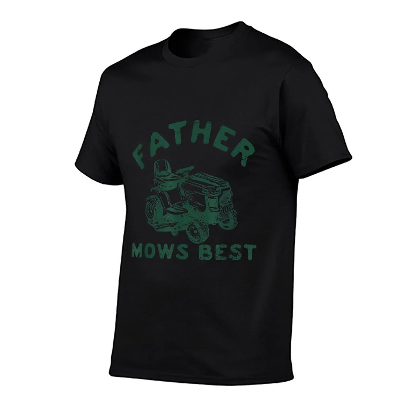 Father Mows Best  Ribbed Collar T-Shirt