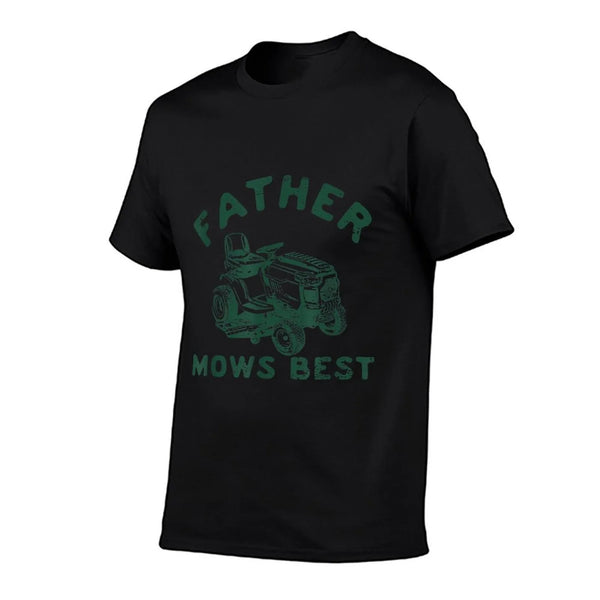 Father Mows Best  Ribbed Collar T-Shirt