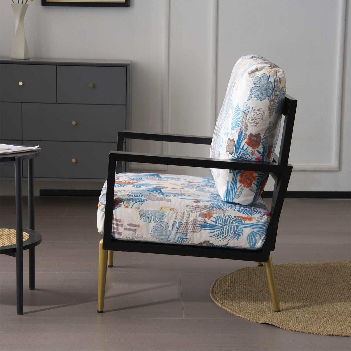 Mid-Century Modern Armchair with Solid Wood Frame