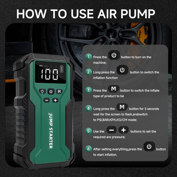 7-in-1 Emergency Car Power Supply Starter & Air Pump