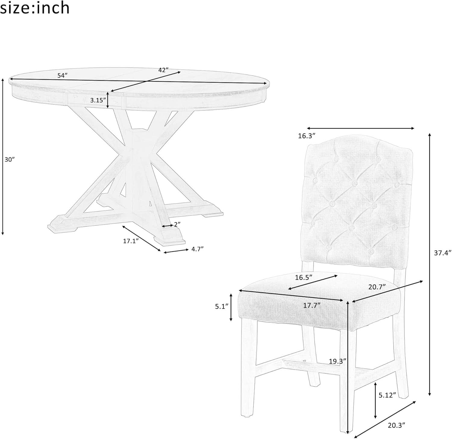 Circular Solid Wood DiningTable Set Four Extendable