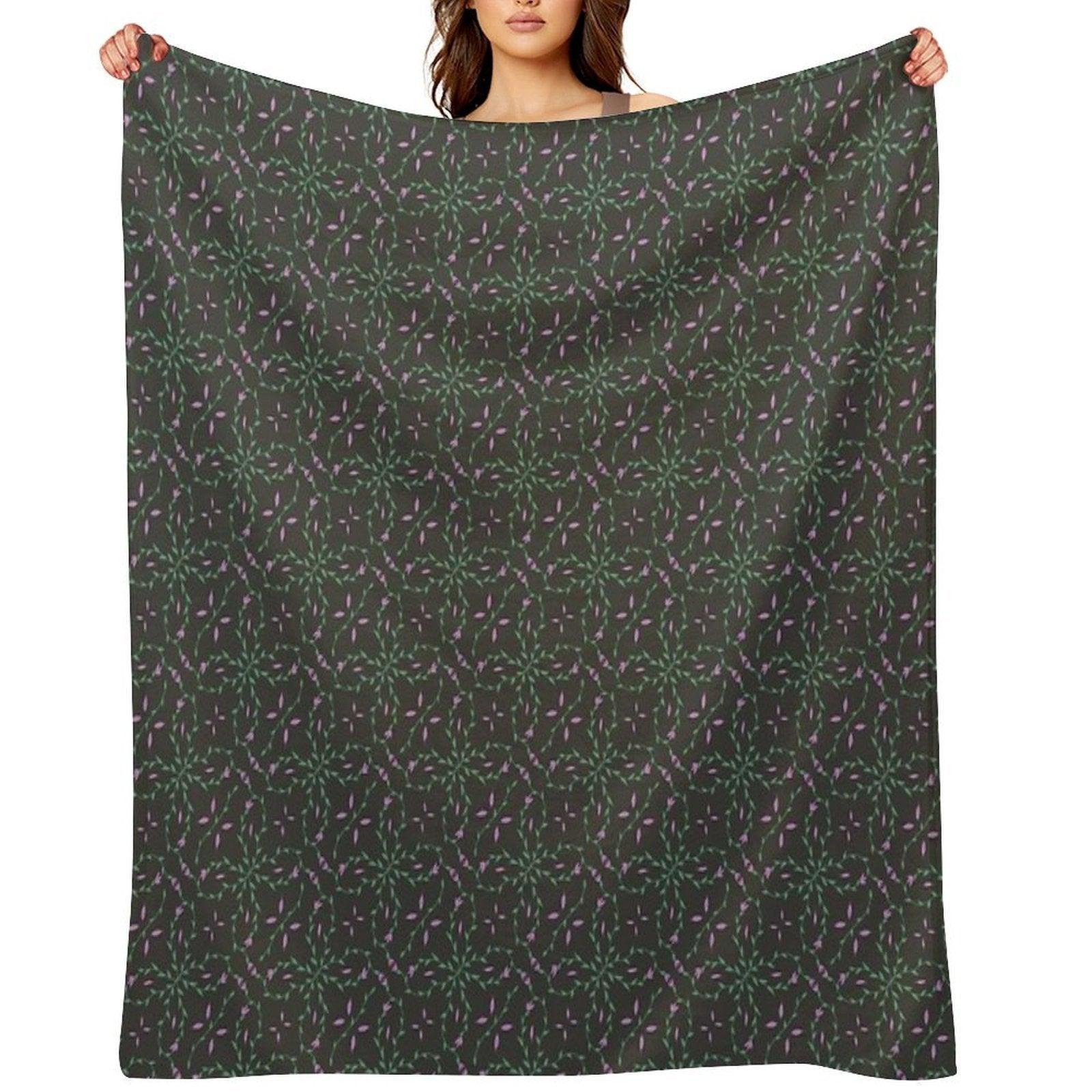 Bloom Vine in Purple And Black Throw Blanket