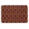 Geometric Pattern Looped Hexagons OrangeRedBlack Bath Mat