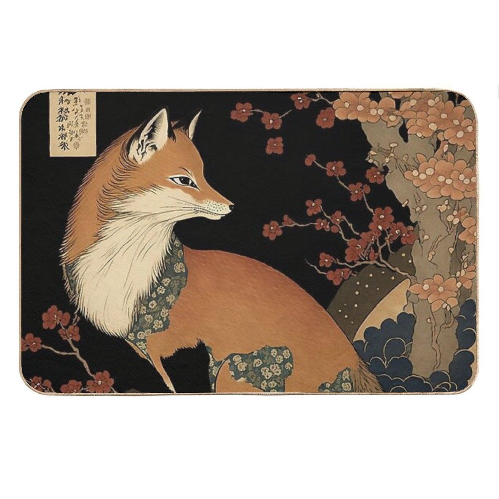 Fox Among The Flowers Bath Mat