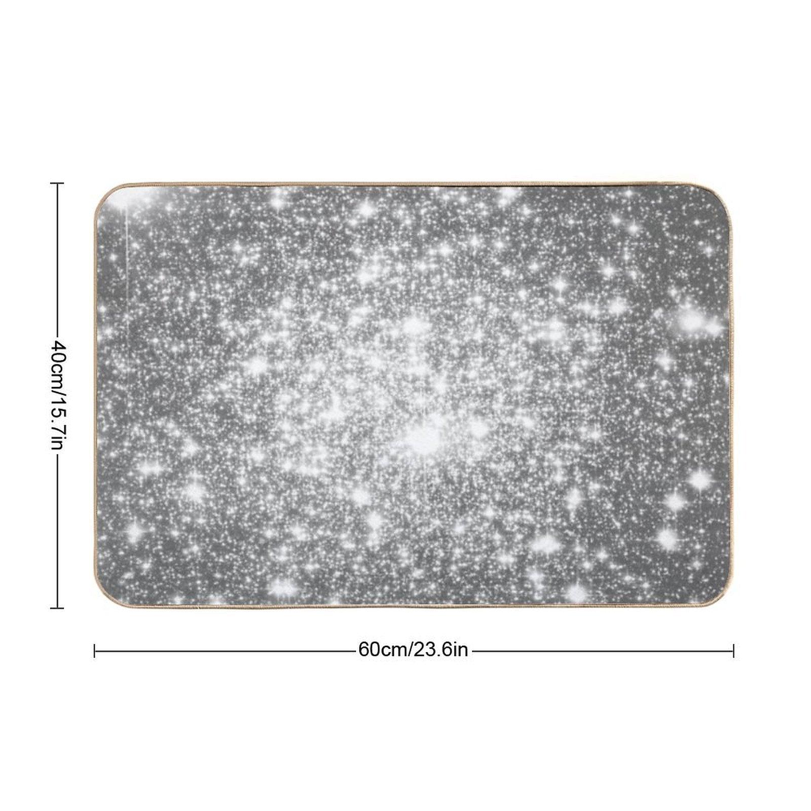 Galaxy Sparkle Stars Silver Gray Bath Mat