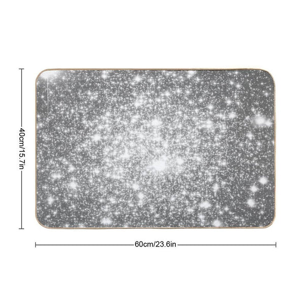 Galaxy Sparkle Stars Silver Gray Bath Mat
