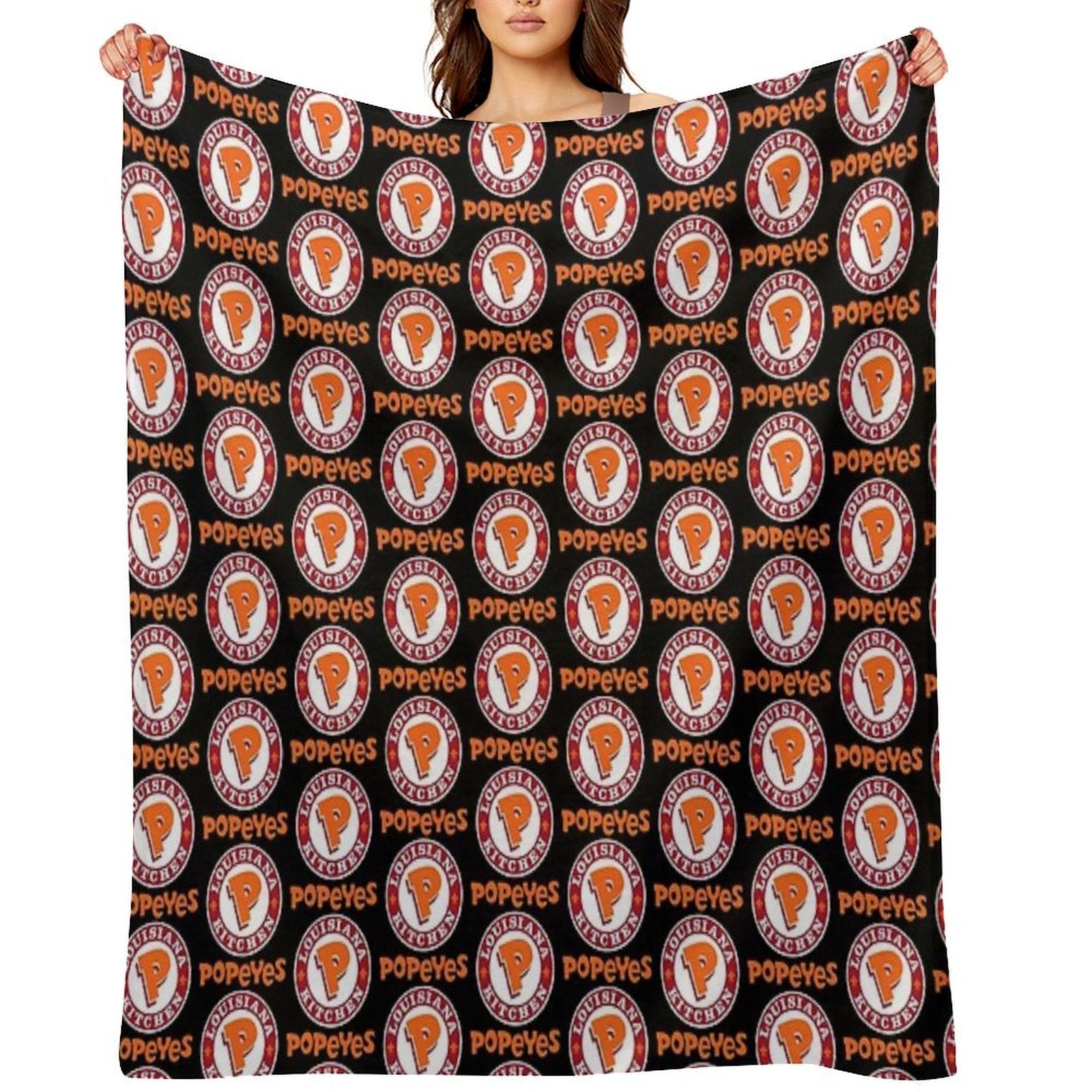 Louisiana Kitchen Popeyes Classic Logos Premium Throw Blanket