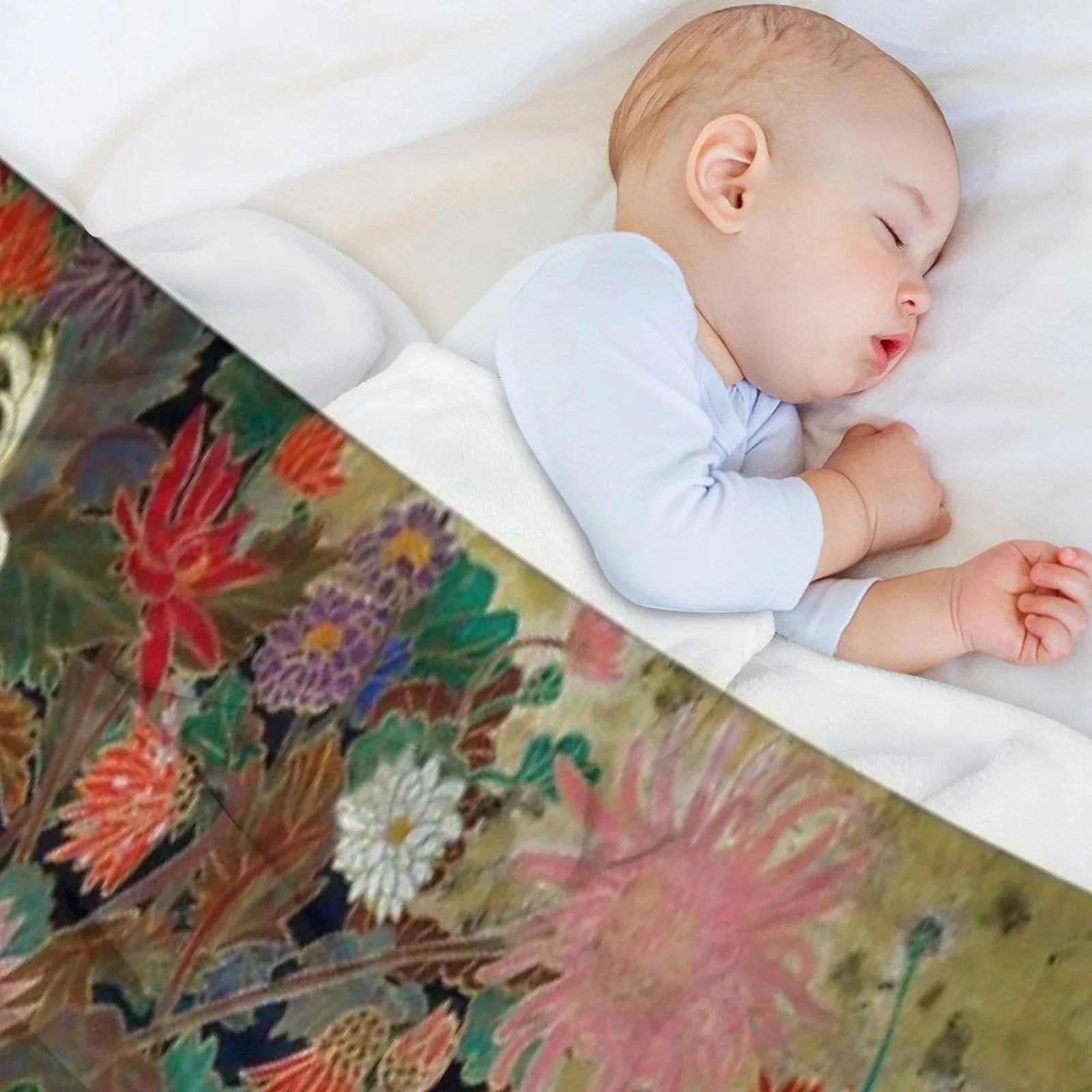 Flower【Japanese Painting】 Throw Blanket