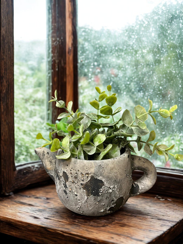 Cement Rustic Teapot Succulent Planter