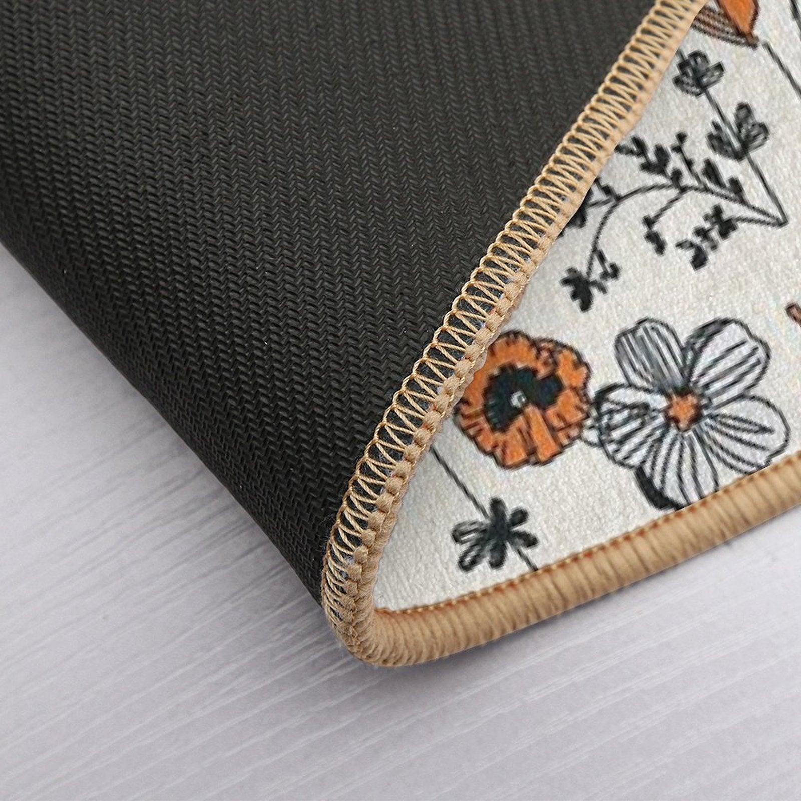 Orange Flower Pattern  Stain-Proof Bath Mat