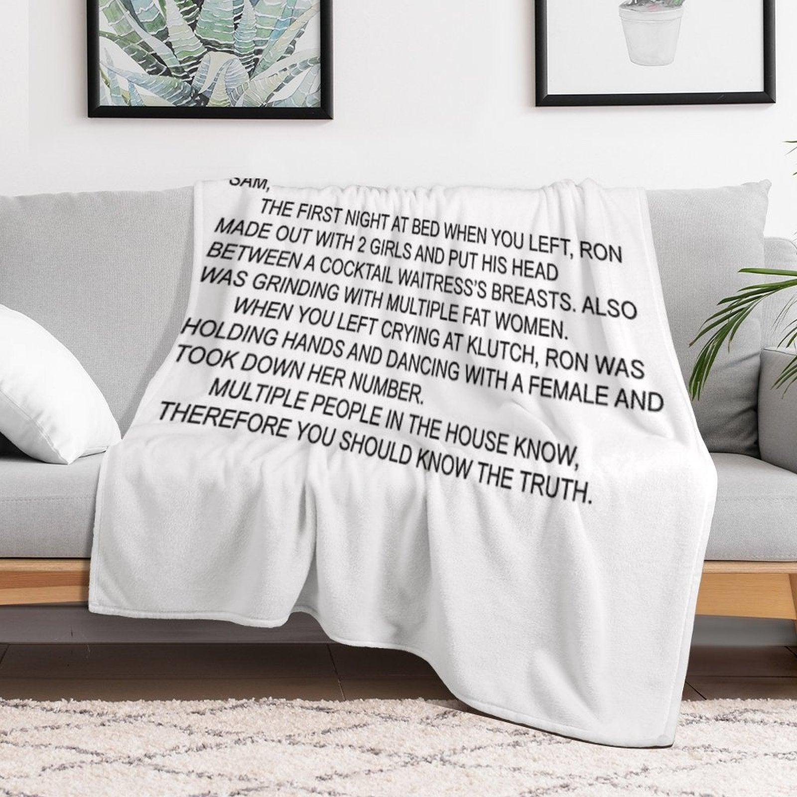 Anonymous Letter to Sammi Throw Blanket