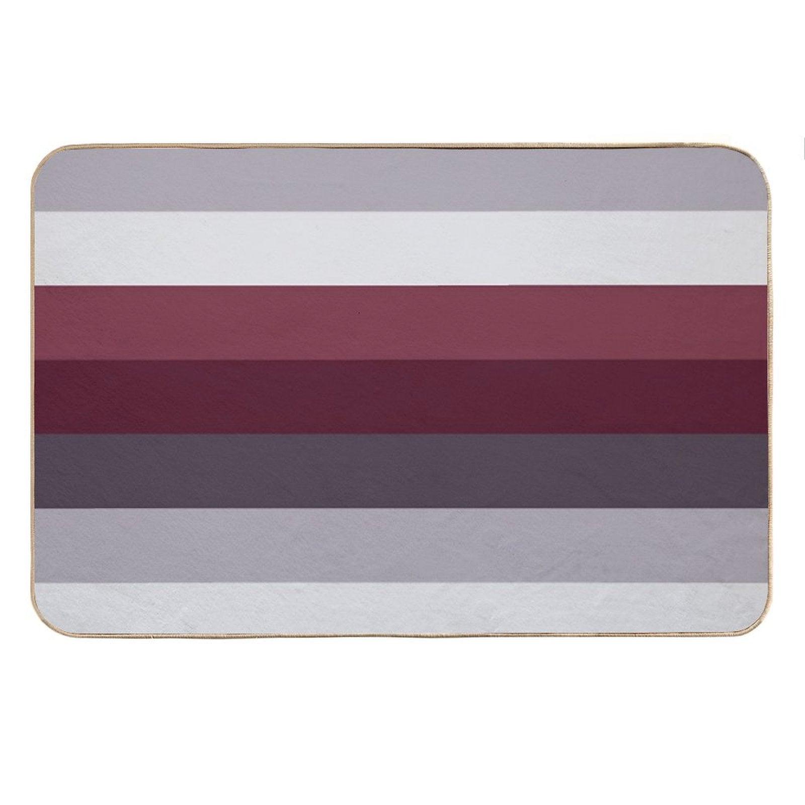 Preppy Trendy Winter Colors Ombre Grey Burgundy Red Plum Stripes Bath Mat