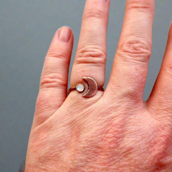 Copper Moonstone Open Ring - Embrace Inner Calm | By Blackbird & Sage
