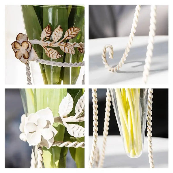 GLASS VASE WITH METAL STAND VagabondVintage