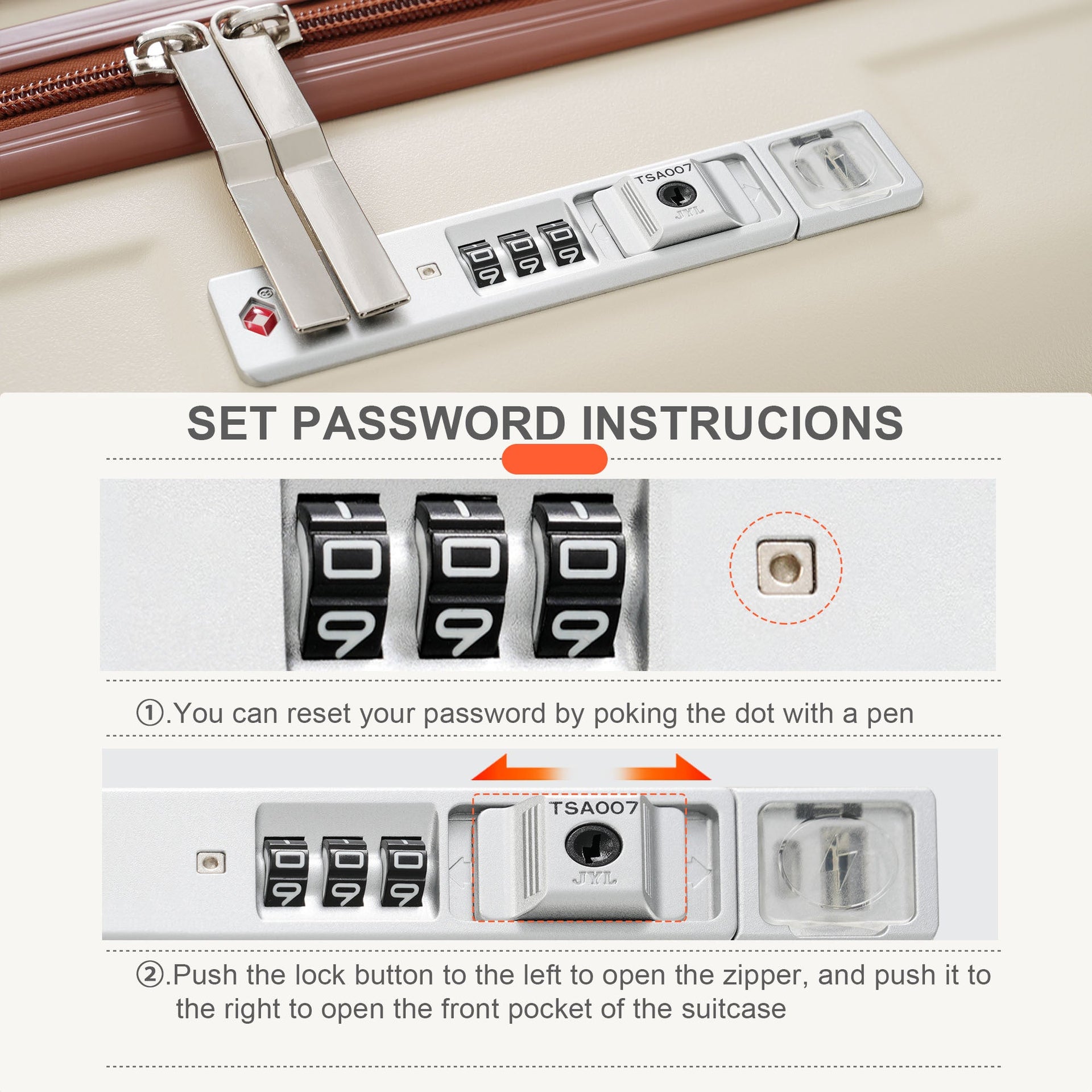 Front Opening 20-Inch Carry-On Luggage with Expandable Travel Bag Set, ABS Hard Shell Two-piece suitcase set with USB Port , Cup Holder, ivory and brown