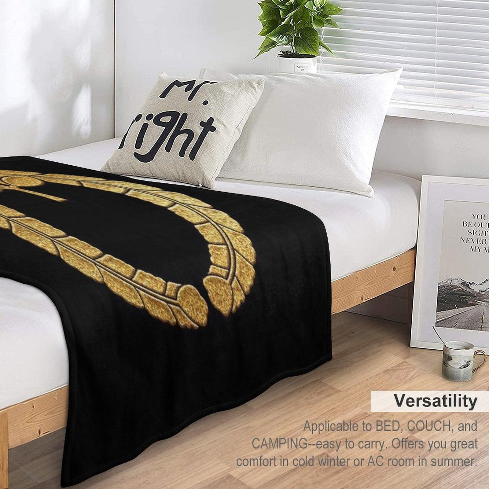 Sagari Fuji Kamon in Gold Seal Throw Blanket
