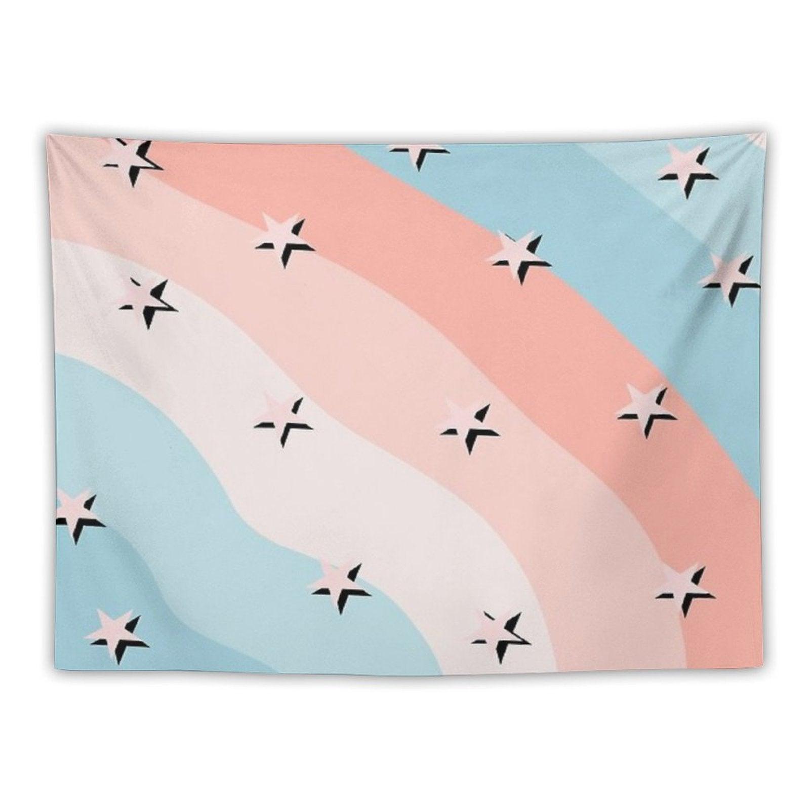 Cotton Candy Stars Striped Pattern Tapestry