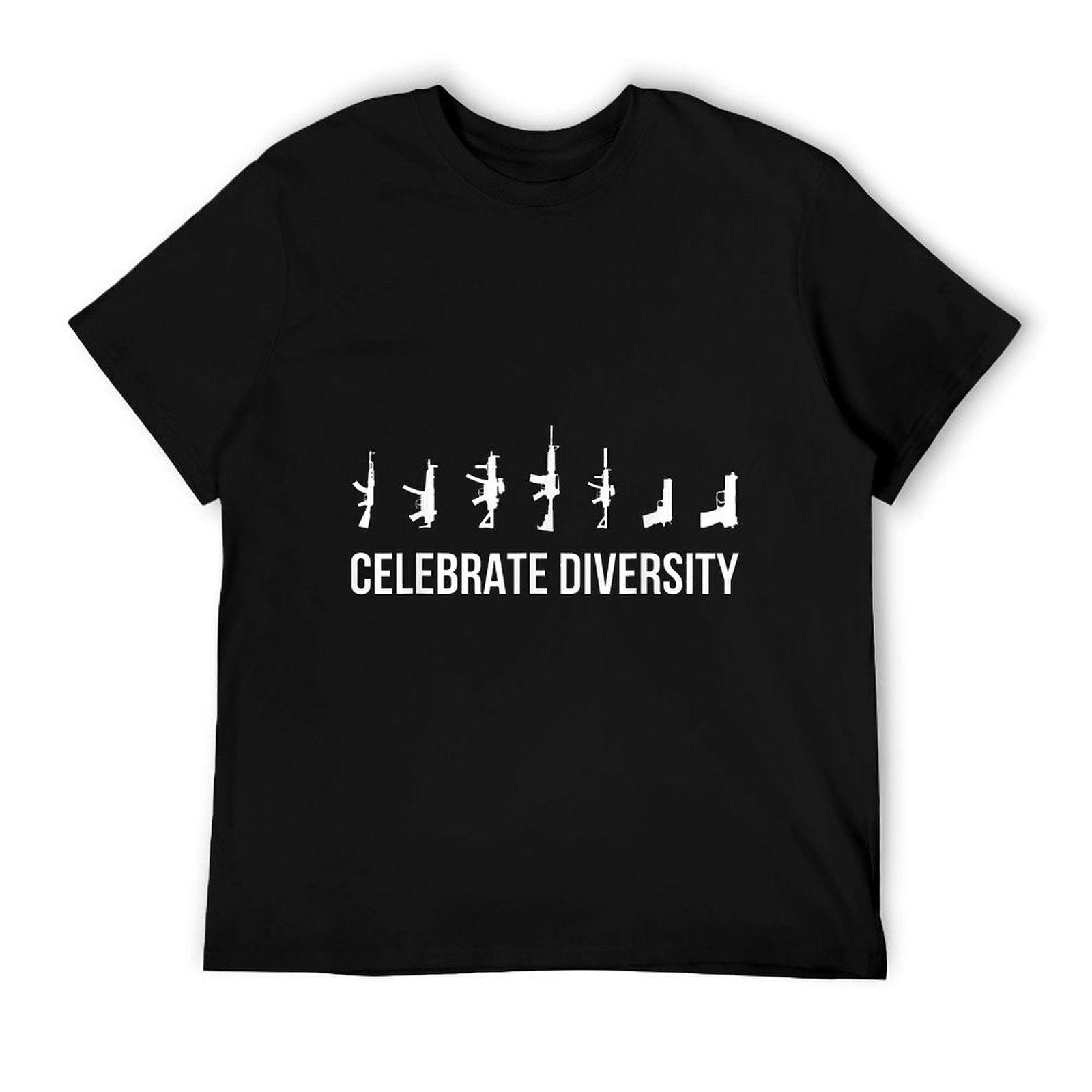 Gun Shirt, Celebrate Diversity Gun Owner - Men's Black Classic Fit Crew Neck - Small T-Shirt