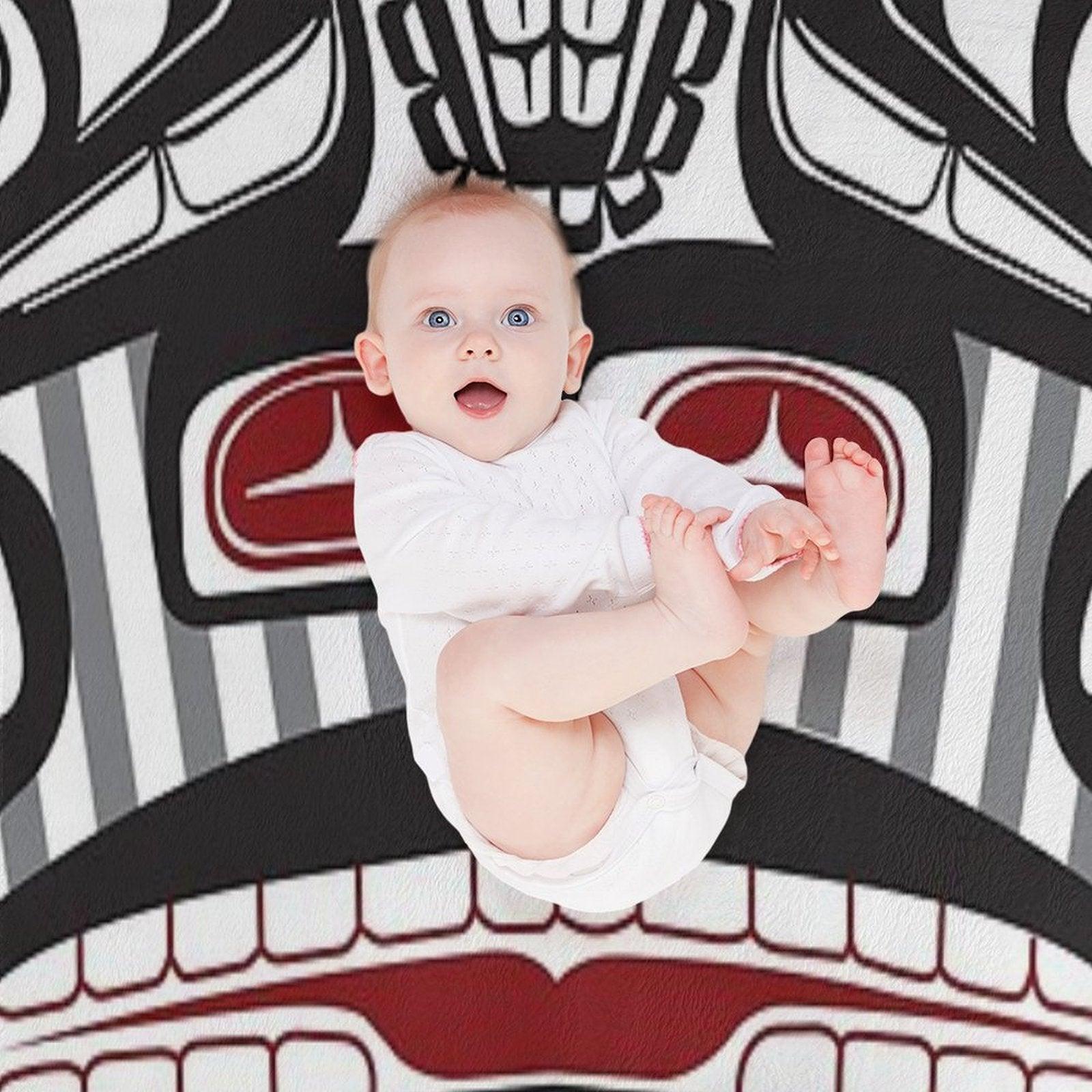 Thunderbird Bear Orca Totem Pole, Coastal Salish Haida Pacific North West Formline Design Native American Throw Blanket