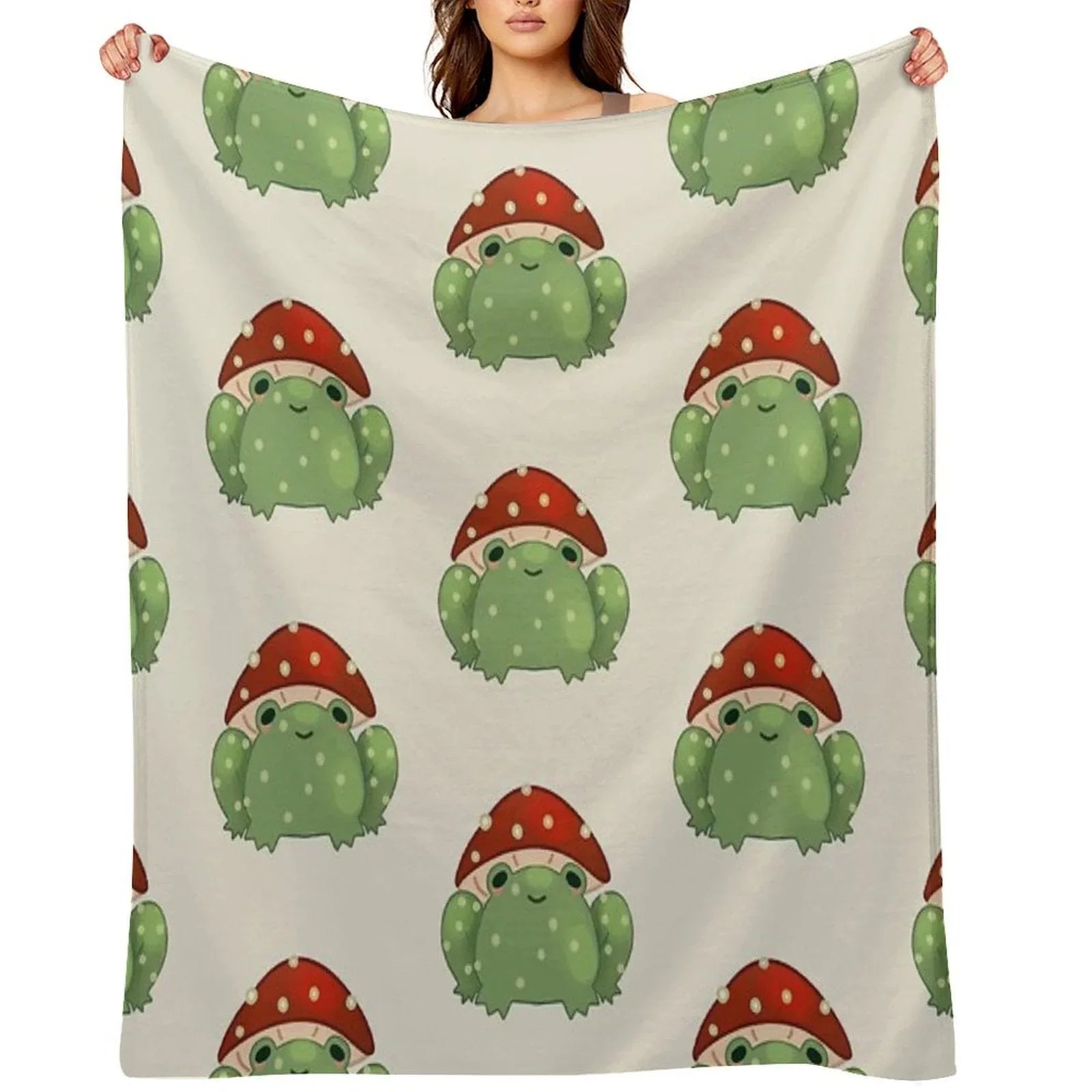 Mushroom Frog Throw Blanket