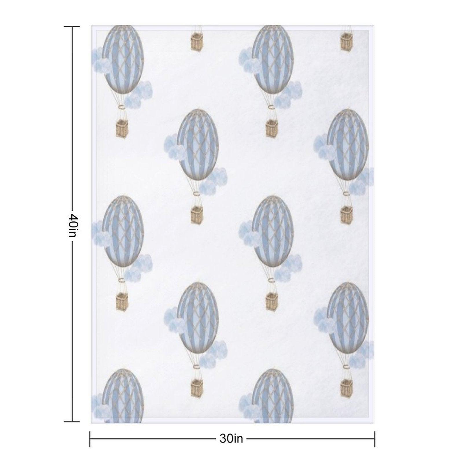 Blue Vintage Hot Air Balloon Throw Blanket