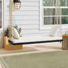 Patio Wooden Swing Chair Hanging Porch Swing Bench with Cushion & Pillows