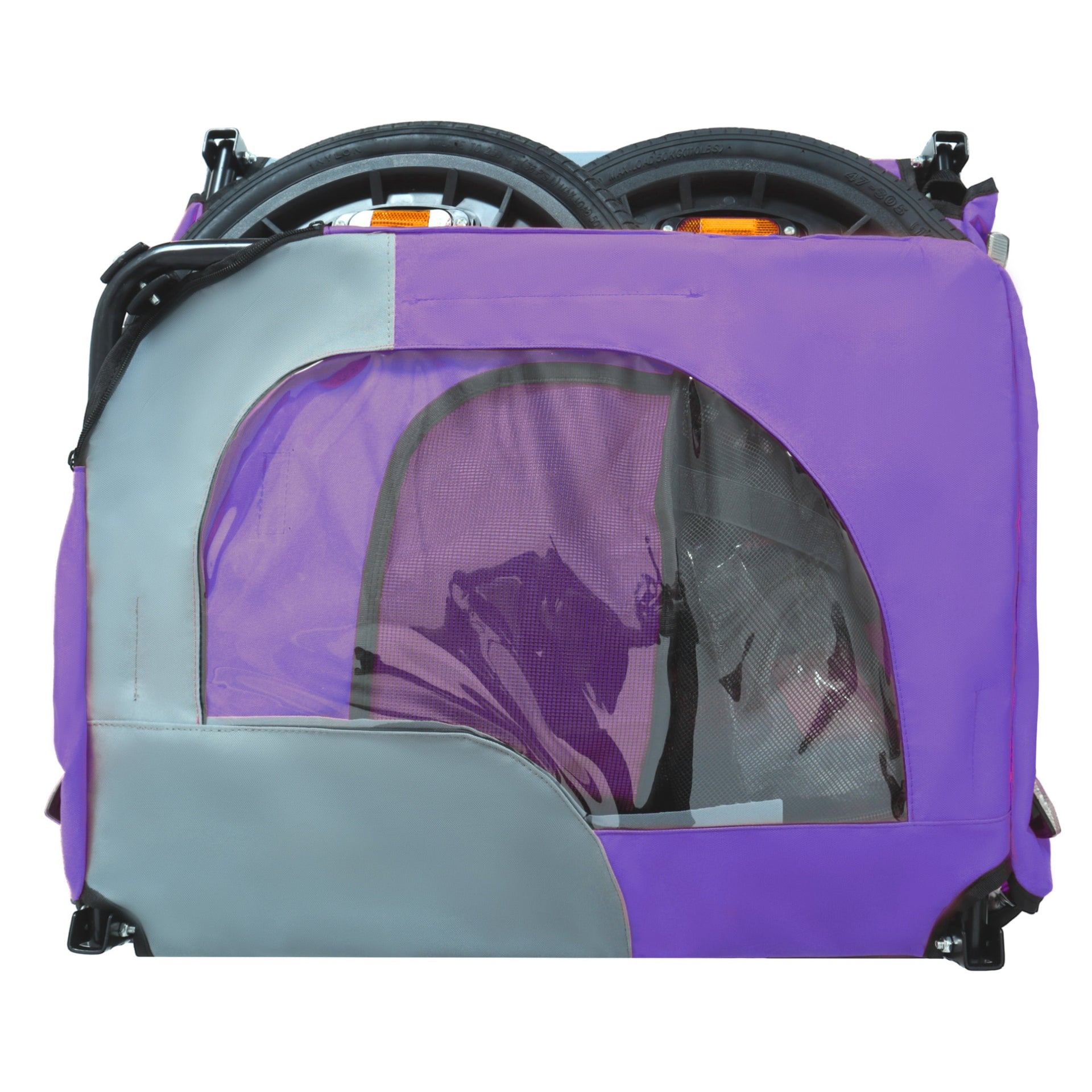 Outdoor Heavy Duty Collapsible Pet Bike Trailer with 16-Inch All-Terrain Wheels & Universal Hitch – Foldable Dog/Cargo Carrier Cart for Bicycles, purple
