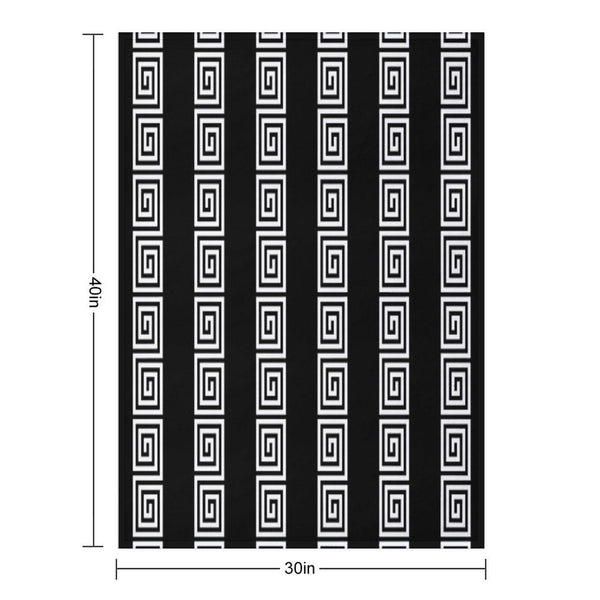 Greek Key Stripes Black & White Sustainable Throw Blanket
