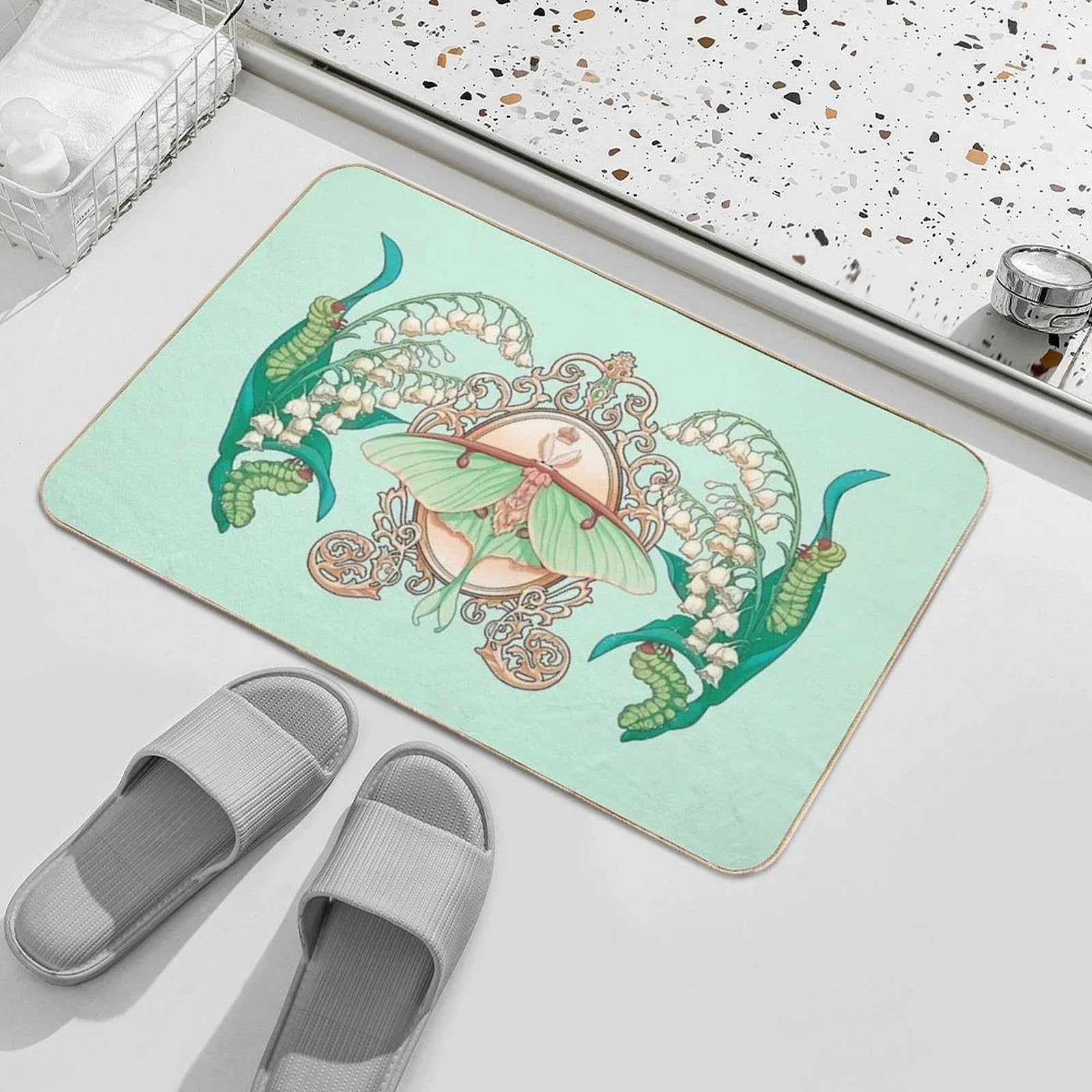 Moon Moth  Stain-Proof Bath Mat