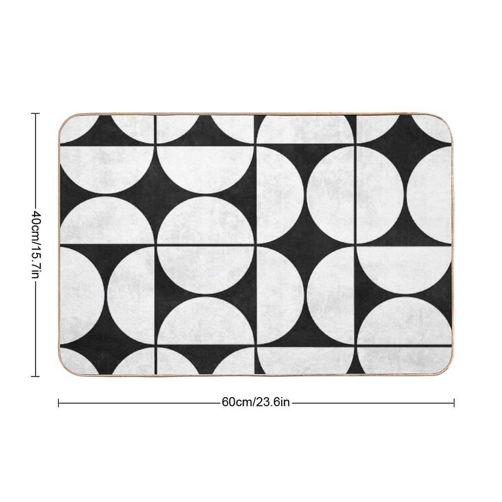 Mid-Century Modern Pattern No.2 - Black And White Concrete Bath Mat