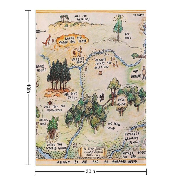100 Acre Wood Map Throw Blanket