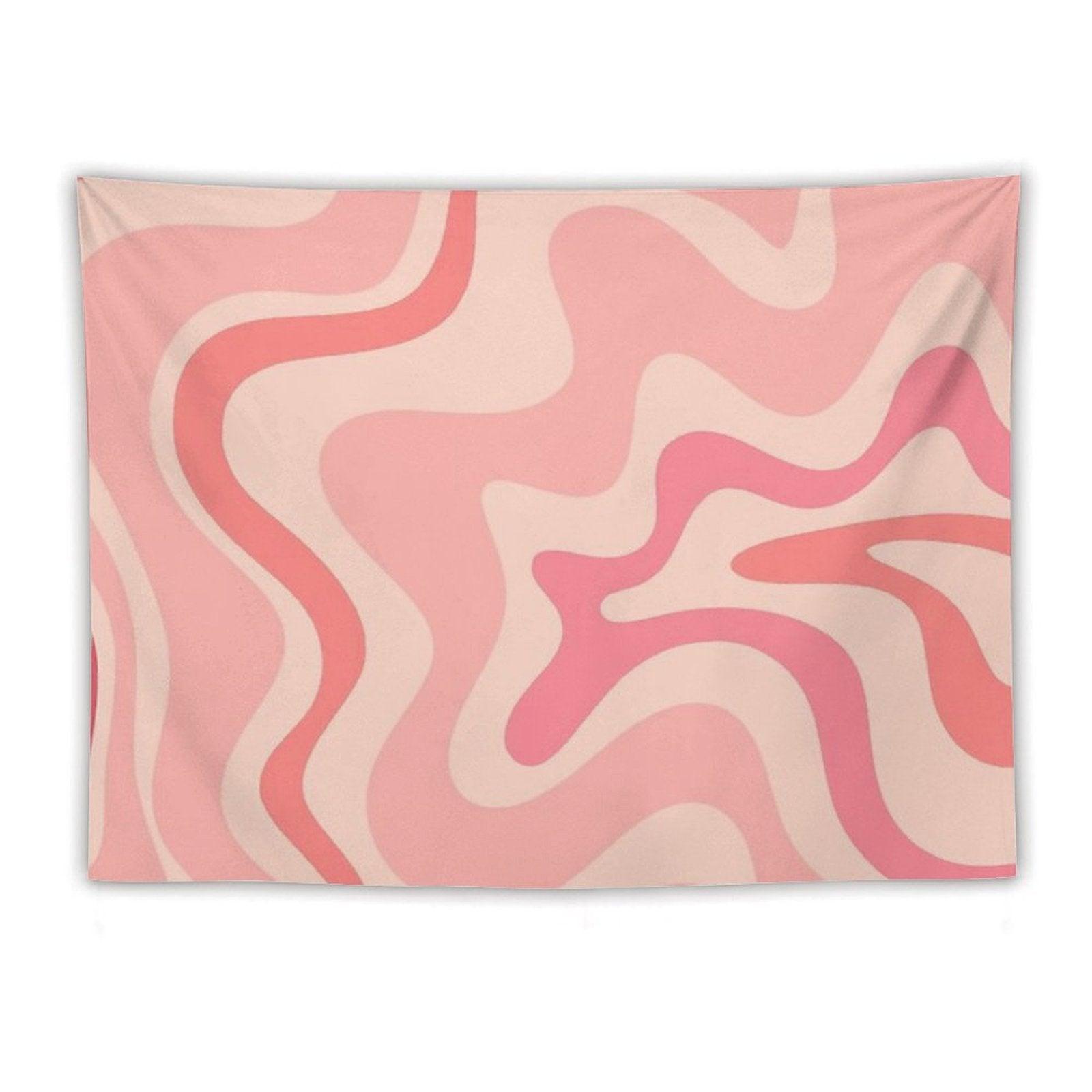 Liquid Swirl Retro Contemporary Abstract in Soft Blush Pink Tapestry