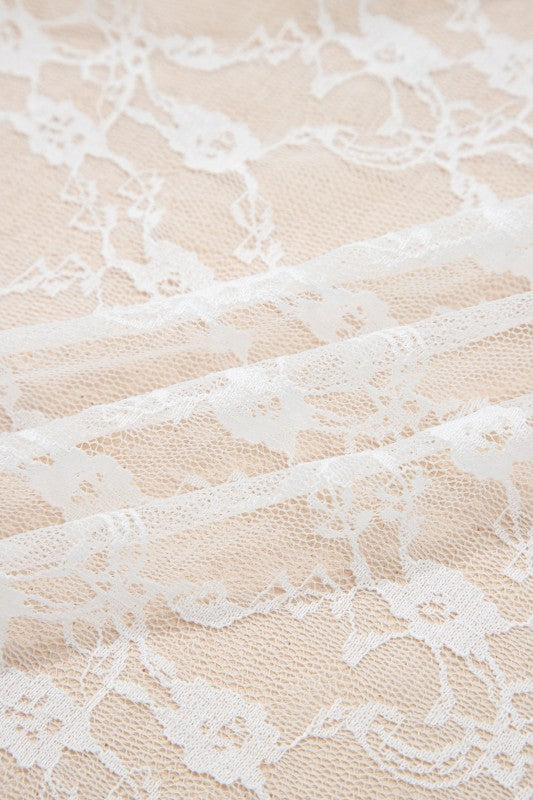Sheer Lace Ruffle Tiered High-Low Skirt
