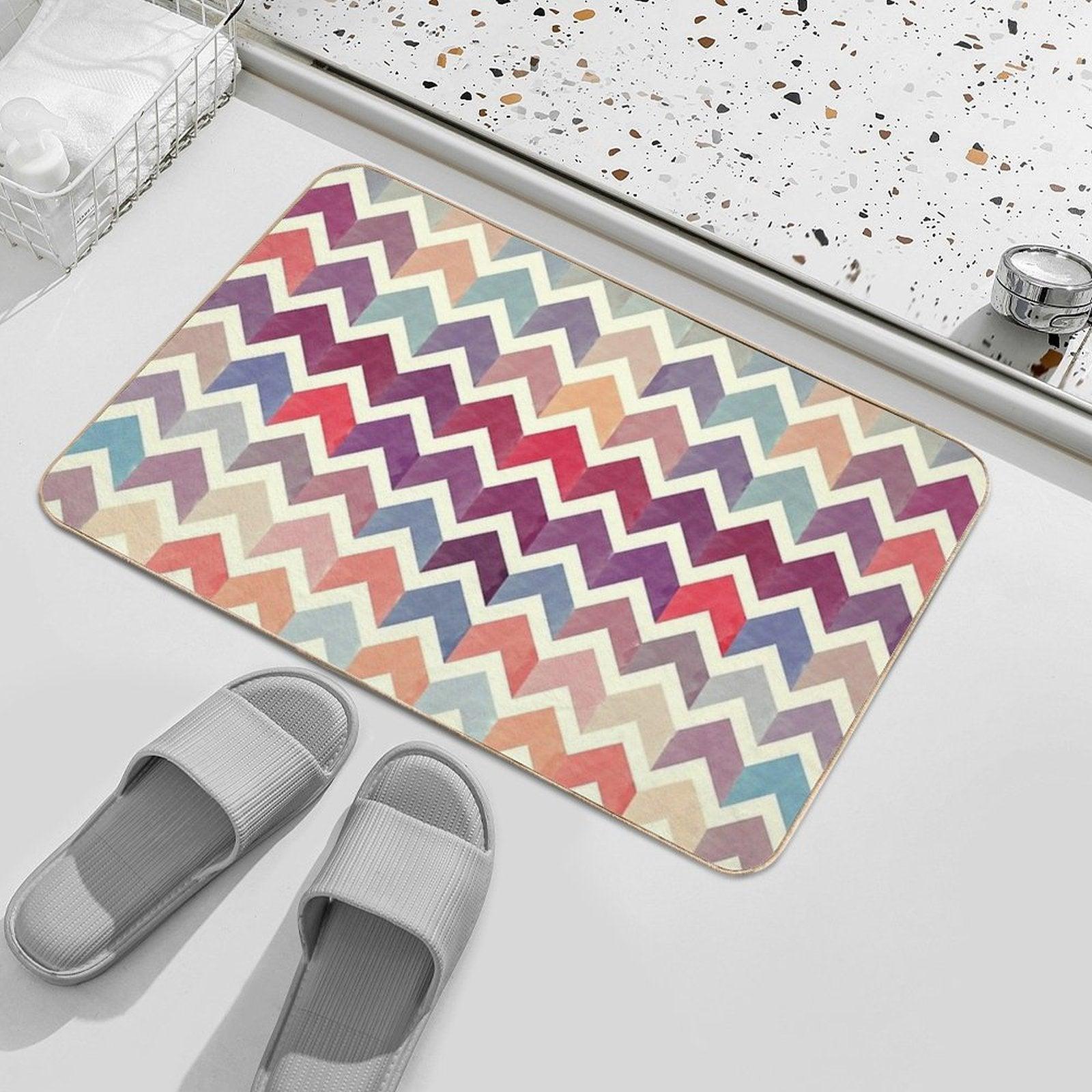 Watercolor Chevron Pattern VII  Pet-Safe Bath Mat