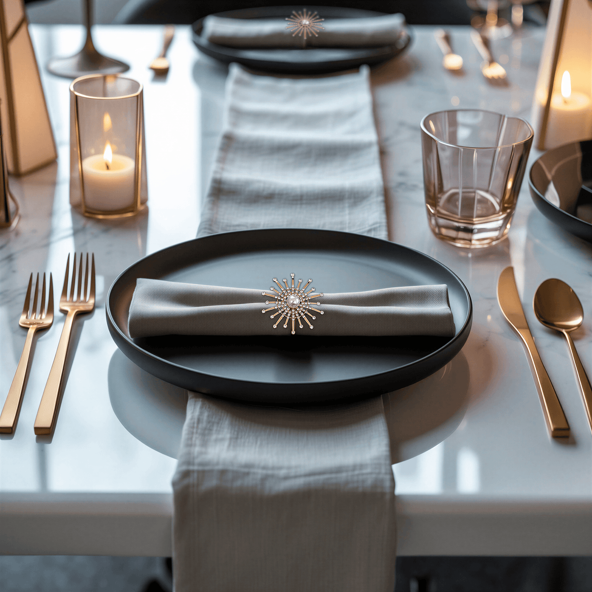 Gold Floral Napkin Rings – Golden Blossom