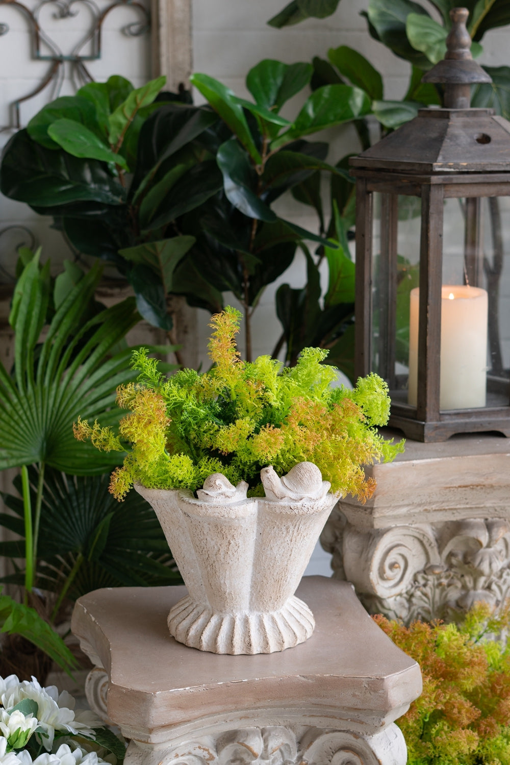 10x9.5x9' Sand and Cement Coral Planter with Textured Beige Finish