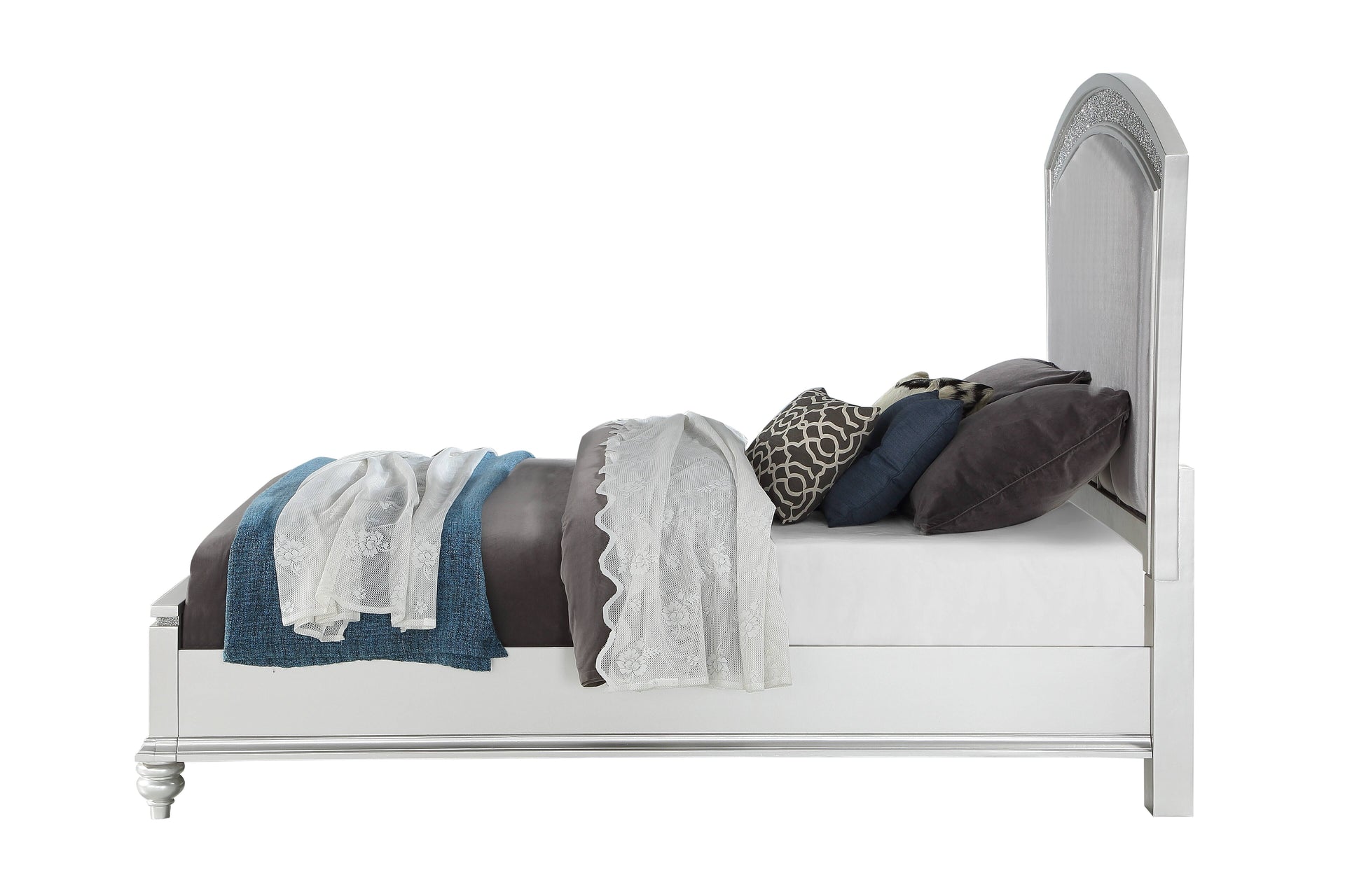 Maverick Fabric & Platinum Finish California King Bed