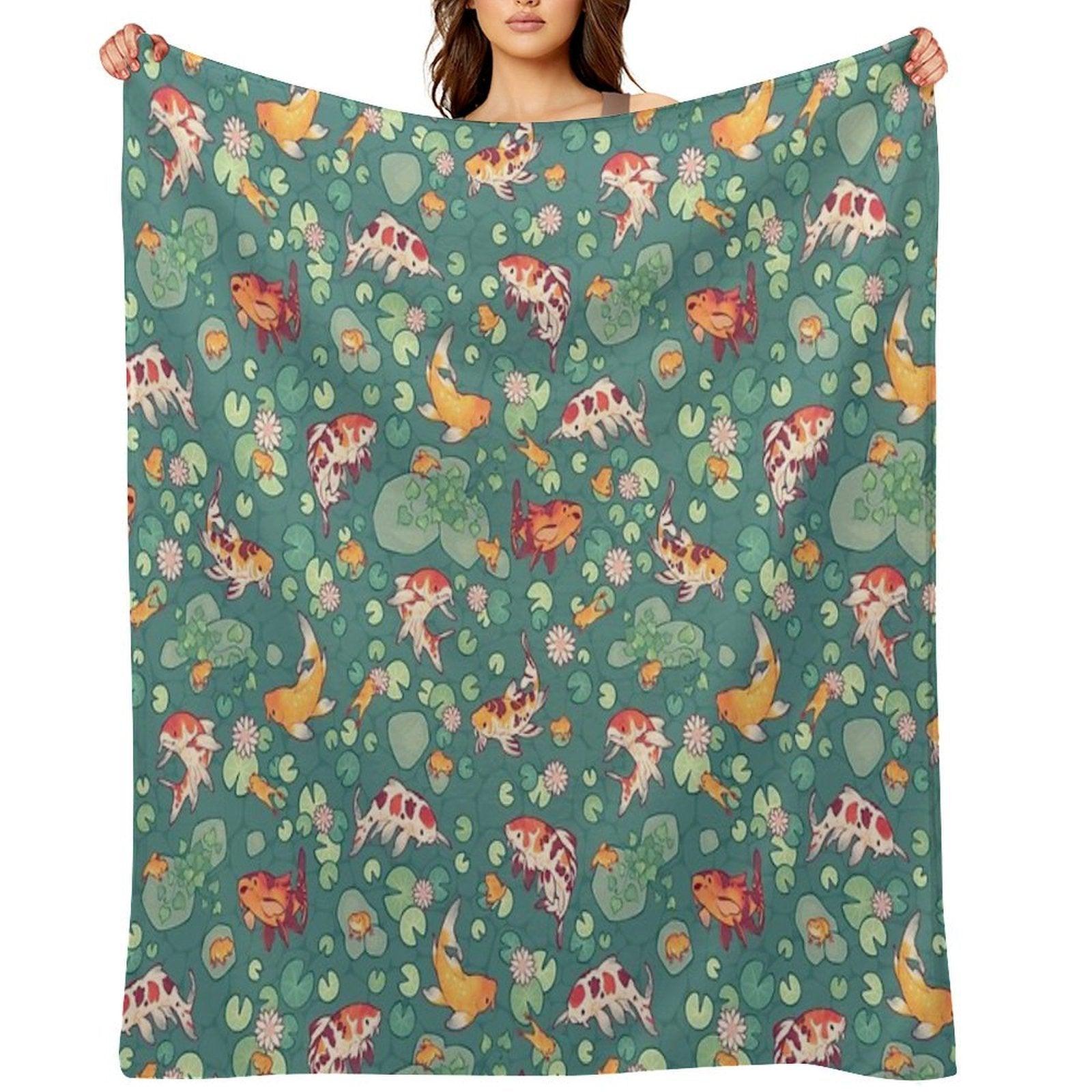 Koi Pond Throw Blanket
