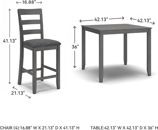 5 Piece Engineered Wood Counter Height Dining Set Gray