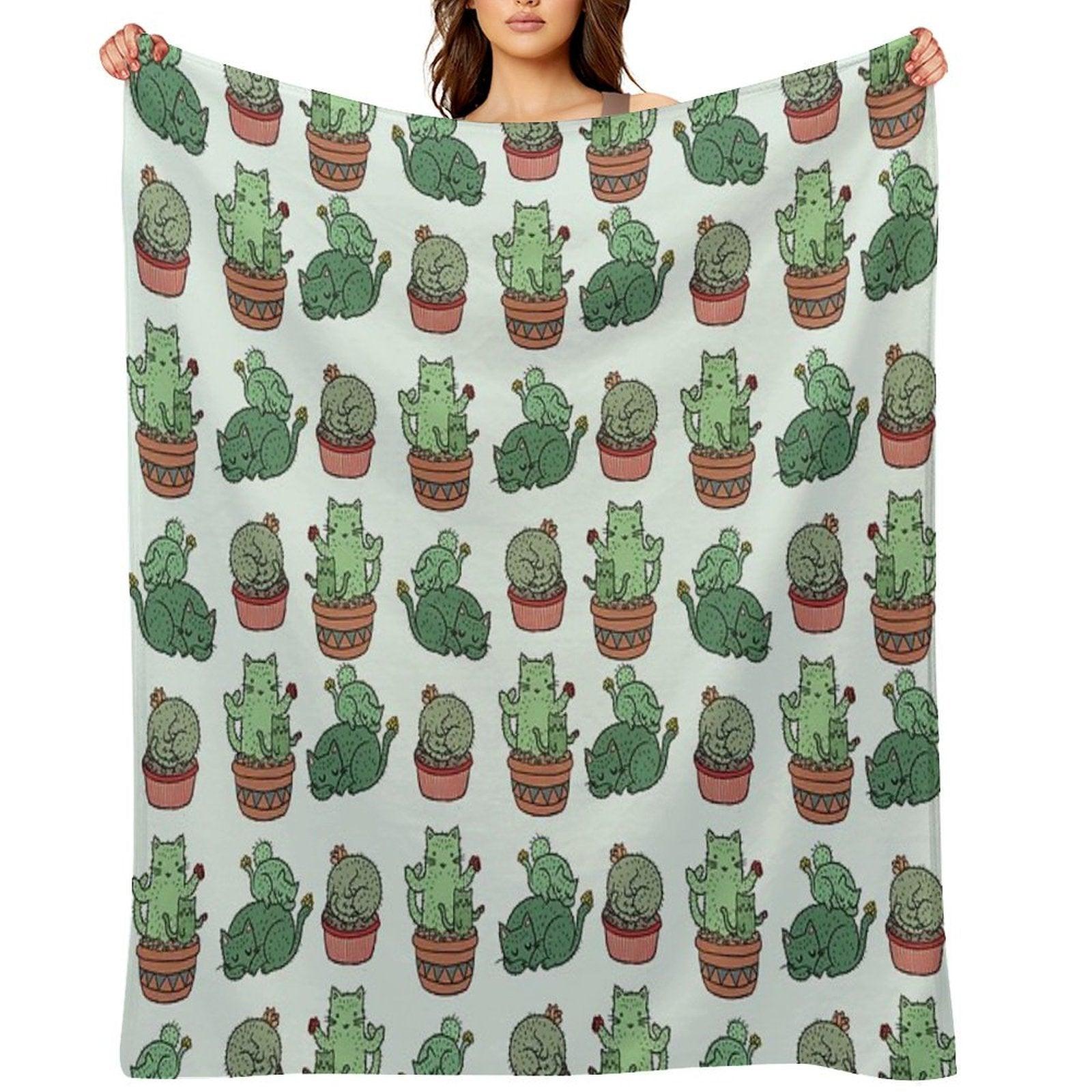 Cactus Cats Throw Blanket
