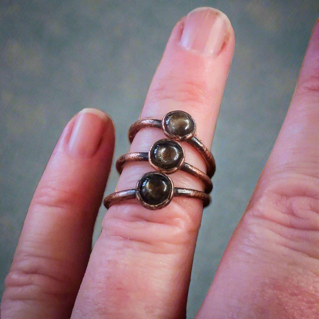 Copper Black Moonstone Ring - Embrace Intuition | By Blackbird & Sage