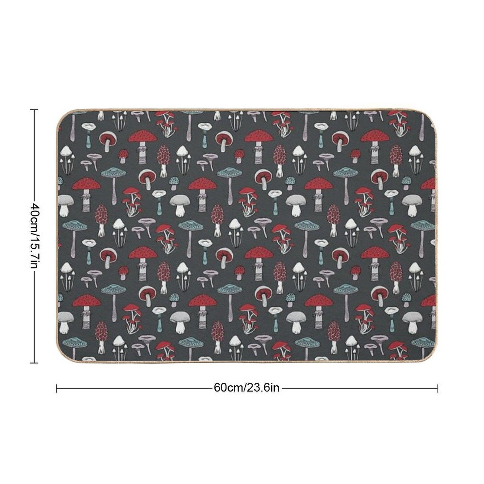 Midnight Mushrooms - Fun Fungus Pattern by Cecca Designs Bath Mat
