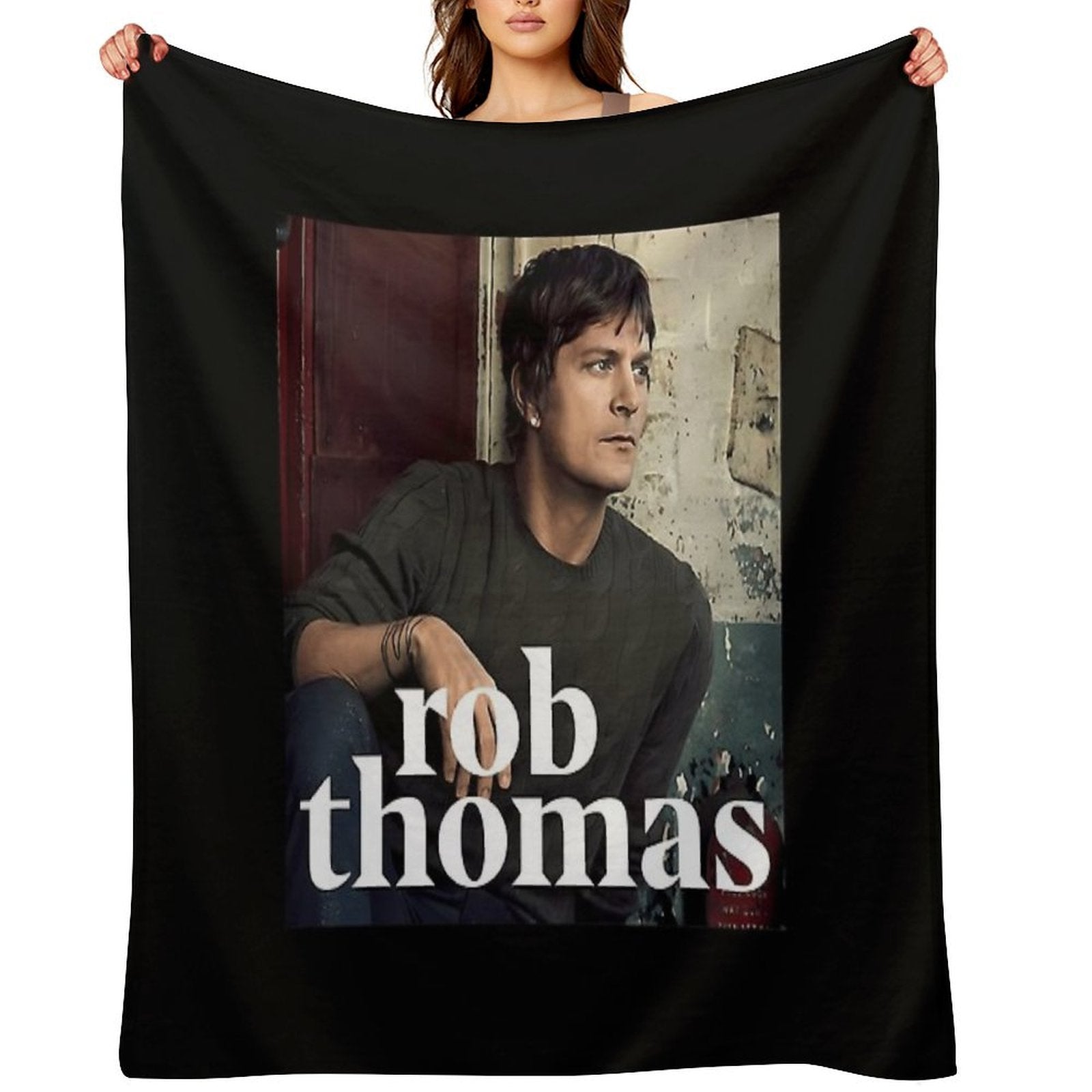 Rob Thomas Singer Music Band Sustainable Throw Blanket