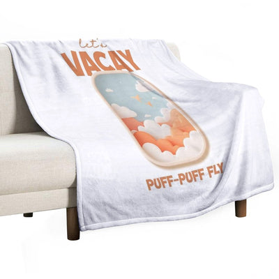 Let's Vacay T-Shirt, Puff-Puff Fly, Airplane Window View Tee, Travel Lover Gift, Vacation Mode Apparel, Summer Holiday Shirt Comfort Throw Blanket