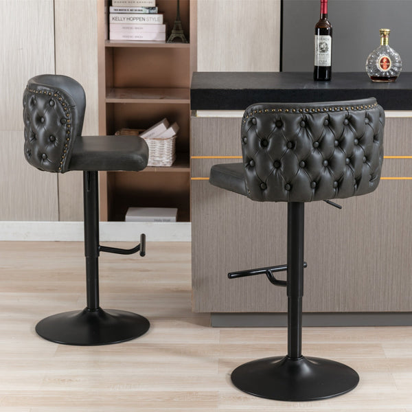 Set of 2 Modern PU Upholstered Swivel Barstools BLAKHOM