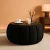 30 Inch Round Profile Teddy Fabric Hidden Storage Ottoman